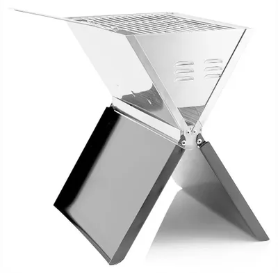 Produktbild von Tragbarer klappbarer Grill - Camping BBQ - Edelstahl - 36 x 24 cm Grillfläche - Silber