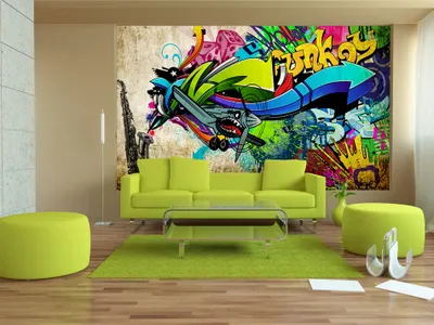 Produktbild von Vlies Fototapete Graffiti 400x280 cm Tapeten Wandtapete XXL Street Art Mural Betonoptik bunt 10110905-9