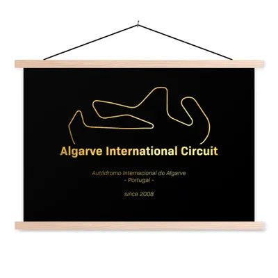Produktbild von MuchoWow® Textilposter Portugal - F1 - Rennstrecke 120x80 cm mit holzfarbenen Rahmen - Aufhängeset