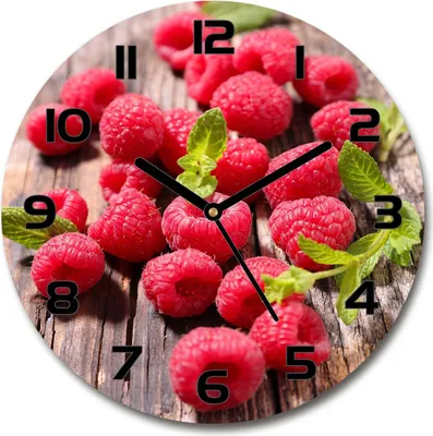 Produktbild von Wanduhr aus Glas 30fi Glasbild Glasuhr Gehärtetes Glas - schwarze-zeiger - Raspberries