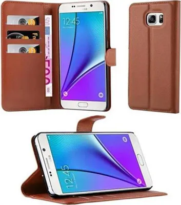 Obrázek produktu pro Cadorabo Case for Samsung Galaxy NOTE 5 Protective Case in Brown Pouzdro na mobilní telefon s magnetickým zavíráním