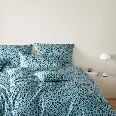 Produktbild von elegante Mako-Satin-Bettwäsche-Garnitur Leolook Farbe Aquagrün Größe 135x200+80x80