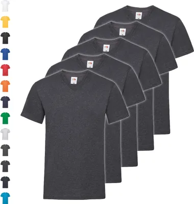 Produktbild von 5er Pack Fruit of the Loom Valueweight V-Neck T, Farbe:schwarz, Größe:L