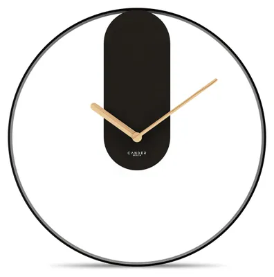 Wandklok 60 cm, geräuschlos, Metall/Holz, schwarz, modern