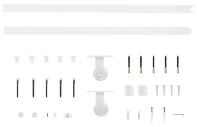 Produktbild von Schiebetür Beschlagset - Schiebetürschiene 183 cm - Edelstahl - Komplettes Montageset für Innentüren - Weiß