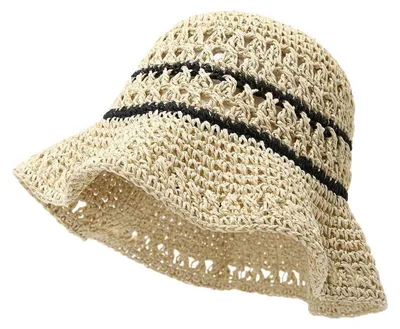 Obrázok produktu pre Dámsky slamenný klobúk, skladací, béžová farba, univerzálna veľkosť, obvod hlavy 56-58 cm