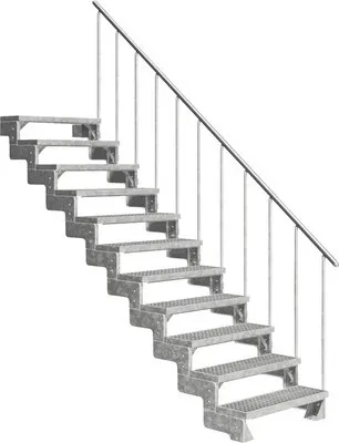 Produktbild von Aussentreppe Pertura Tallis mit Geländer 11 Steigungen 100 cm Gitterrost