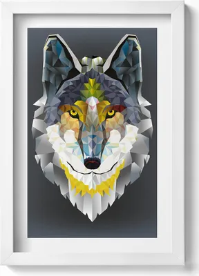 Produktbild von Wolfskopf– Wandbild mit Rahmen – Gerahmtes Bild  – Wanddekoration – 20x30 cm – Weiß