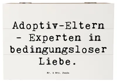 Produktbild von Mr. & Mrs. Panda Box Spruch Adoptiveltern Liebe 22 x 15 cm - Weiß - Geschenk, persönliche Erinnerungen, geschenkkiste, Familienmitglieder, Familienpflege, Handarbeit