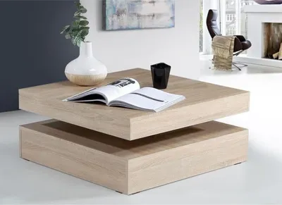 Obrázek produktu pro Konferenční stolek, otočná deska, čtvercový, dub, 78 x 78 x 36 cm