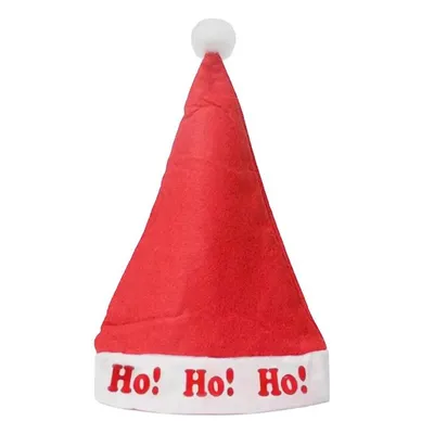 Immagine prodotto di Cappello di Natale KRUMAD "HO! HO! HO!" - Divertente cappello da Babbo Natale con pompon - Cappello da Babbo Natale per bambini e adulti - 39 cm rosso - Accessori per costumi natalizi