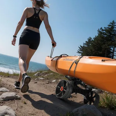 Produktbild von Kajakwagen, 136,1 kg Tragkraft, faltbarer Kajakwagen mit 25,4 cm Vollgummireifen und 1 Ratschengurt, Paddleboard-Wagen zum Transportieren von Kajaks, Kanus, Paddleboards, Schwimmmatten und Jon-Booten
