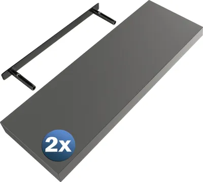 Produktbild von CASARIA® 2x Wandregal Holz Grau Regal mit Halterung 15kg Tragkraft Hängeregal Küche Wohnzimmer Flur Wand Schweberegal Bücherregal Regalbrett Schwebend Matt 70cm