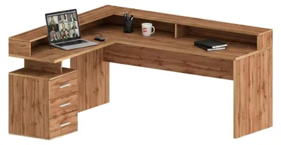Produktbild von Schreibtisch Dcerretell, Eckschreibtisch mit Platte, Mehrzweck-Büroschreibtisch, 180x90h160 cm, Eiche