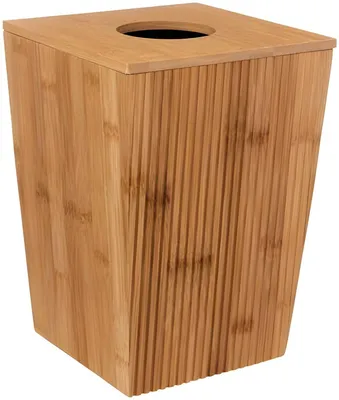 Produktbild von PolkaHome® Bambus-Mülleimer, 6 Liter, Beige, 26x19x19 cm