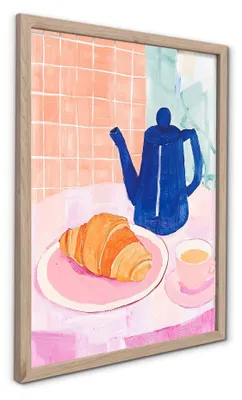Produktbild von STYLER Wandbild 30x40 cm Croissant Küchenbild Frühstück Bild Modernes Kunstbild Wanddeko Küche Wohnzimmer Café Dekoration Rahmen