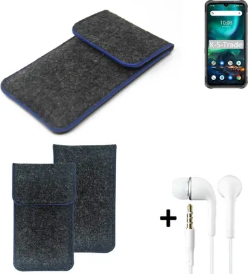 Produktbild von K-S-Trade Handy Schutz Hülle kompatibel mit UMIDIGI Bison Schutzhülle Handyhülle Filztasche Pouch Tasche Case Sleeve Filzhülle dunkelgrau, blauer
