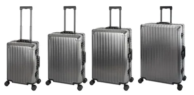 Produktbild von Aluminium Reisekoffer Gepäck-Set, Travelhouse® Tokyo, Trolley mit 4 Rollen, Aluminium Hartschale - Reisekoffer  S+M+L+XL  Grau