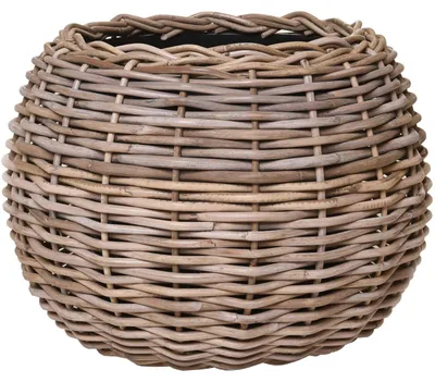Image de VIVANNO Corbeille décorative en rotin PALLA Ronde, Naturellement tressée - 45x34 cm