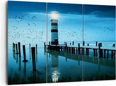Produktbild von Bild auf Leinwand - Leinwandbild - Vögel see laterne wolke - 165x110cm - Wand Bild - Wanddeko - Leinwanddruck - Bilder - Kunstdruck - Wanddekoration - Leinwand bilder - Wandkunst - CE165x110-2300