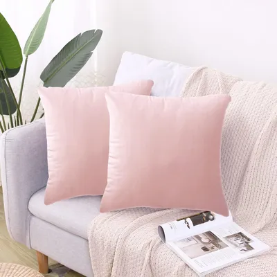 Produktbild von Kissenbezug 45x45 cm (2er-Set) Samt-Sofakissen, Dekokissen, Kissenbezug, Dekokissen rosa