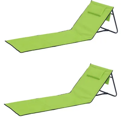 Produktbild von Strandliege Strandmatte Matte Badematte Liege faltbar Tasche hellgrün 2er Set