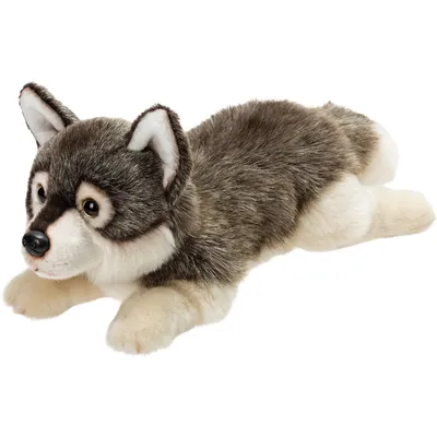 Wolf Toys OEM Design Flauschiger Plüsch für Baby 10 Zoll Grau Schwarz oder Custo