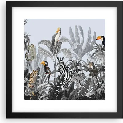Produktbild von Gerahmtes Poster - Schwarzer Rahmen - Dschungel Tiere Tukane - 30x30 cm - Wand Bild - Wanddeko - Wandbilder - Kunstposter - Wandposter - Bilderrahmen - Bilder - Kunstdruck - P2BAC30x30-4662