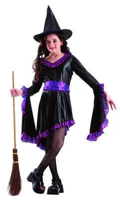 Produktbild von Hexenkostüm Kostüm Hexe für Kinder Mädchen  Kinderkostüm lila Halloweenkostüm Halloween Hexen Gr. 122/128 - 134/140, Größe:122/128