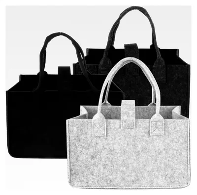 Produktbild von 3er Set Filztaschen Einkaufskorb Klein 30 x 20 x 18 CM Faltbare und Wiederverwendbare Filztaschen für Einkaufen, Reisen, Arbeit und Picknick