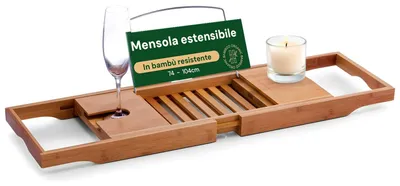 Produktbild von Badewannen-Dienblad aus Bambus, ausziehbar, 105 x 22 x 4 cm, für die Badewanne