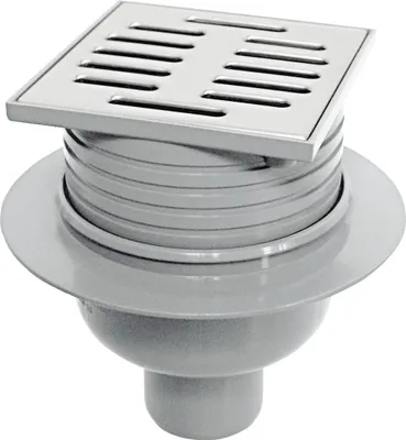 Produktbild von ACO Balkon/Terrassenablauf 100 x 100 mm  DN 50, grau, Ablauf senkrecht