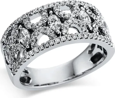 Produktbild von Ring aus 750 Gold Weißgold 101 Diamanten 1,07ct TW-SI B:9,2mm Innenumfang 54mm  Ø17.2mm