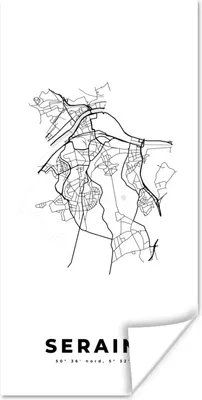 Produktbild von MuchoWow® Poster Belgien - Seraing - Stadtplan - Karte - Schwarz und weiß - Karte 60x120 cm - Wandschmuck