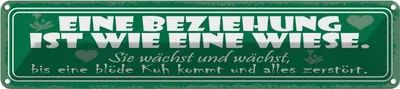 Produktbild von vianmo Blechschild 10x46 cm Eine Beziehung ist wie Wiese Spruch Zitat