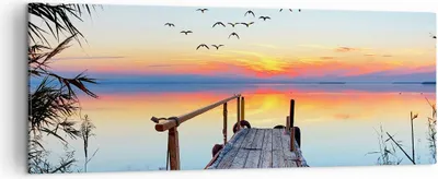 Produktbild von Bild auf Leinwand - Leinwandbild - Brücke See - 140x50cm - Wand Bild - Wanddeko - Wandbilder - Leinwanddruck - Bilder - Kunstdruck - Wanddekoration - Leinwand bilder - Wandkunst - AB140x50-3818