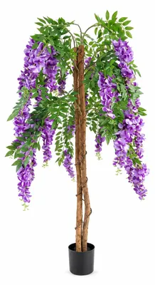 Image de Fleur de glycine artificielle en pot, hauteur 130 cm