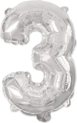 Immagine prodotto di Numero argento, numero 3, palloncino in foil da 95 cm