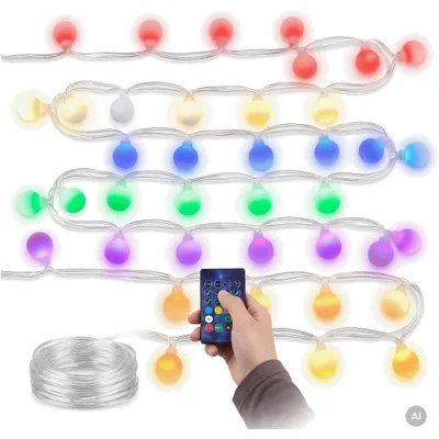 Zdjęcie produktu dla Oświetlenie choinkowe, 66 diod LED, kolorowe, RGB, 10 metrów