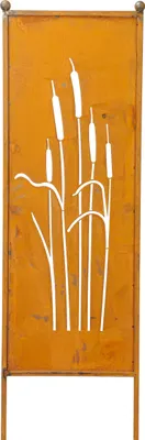 Produktbild von Stele Edelrost Sichtschutz Schilfkolben 115 x 32 cm Gartenstele Rost Wand Deko Garten