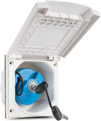 Produktbild von Wassertankdeckel – Für Wassertanks – Geeignet für Wohnmobile – Mit Schlüsselsperre – 10,5 x 10,5 cm – Weiß