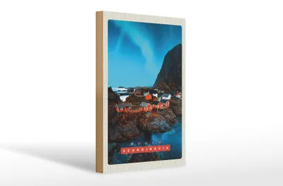 Produktbild von Holzschild Reise 20x30cm Skandinavien Urlaub Meer Gebirge