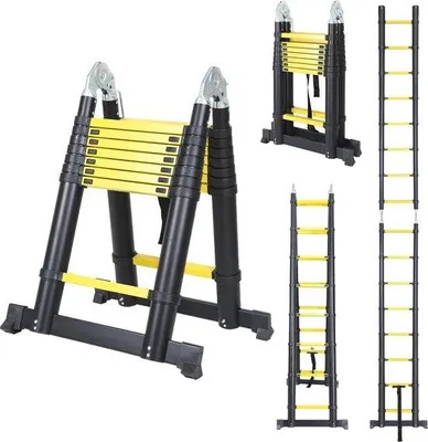 Image de Échelle télescopique en aluminium de 5 m, extensible, antidérapante, multifonctionnelle