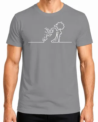 Produktbild von La Linea Balum Strichmaennchen Osvaldo Cartoon Retro Cavandoli Herren T-Shirt, Grau, XL
