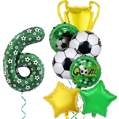 Fußball-Geburtstagsdeko-Set, 8-teilig, grün, für 6-jährige Jungen
