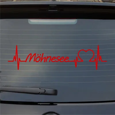 Produktbild von Heckscheibenaufkleber Möhnesee Herzschlag Puls See Sea Liebe 55x14 cm Rot Auto Aufkleber Sticker