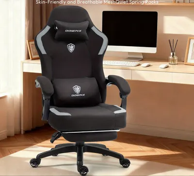 Zdjęcie produktu dla Ergonomiczne krzesło biurowe - krzesło do pracy biurowej - krzesło komputerowe - krzesło robocze - regulowane oparcie - z podnóżkiem
