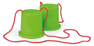 Image de Échasses sur pot - Rouge, bleu, vert et jaune - 17 cm de haut - Pour enfants à partir de 3 ans