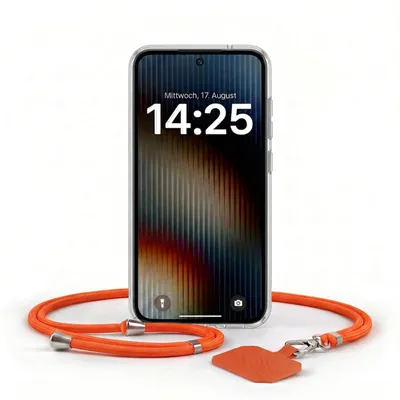 Produktbild von Handyhülle für Xiaomi Redmi Note 13 Pro 5G mit Handykette Band in Rot Kordel Hülle Case Schutzhülle Transparent