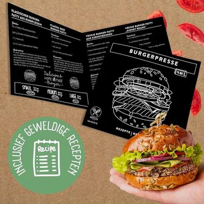 Productafbeelding van Famanu Burgerpers 4-in-1 - Met 100 velletjes scheidingspapier